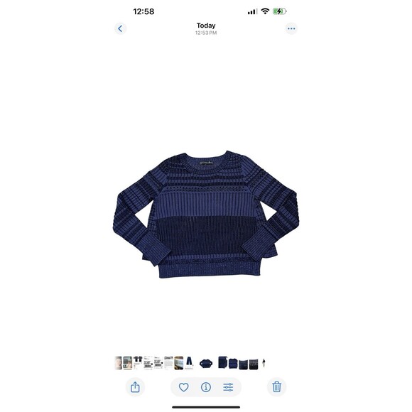 Peruvian Connection Pima Cotton Sweater Open Knit Cropped Long Sleeve Size XS - Picture 6 of 8